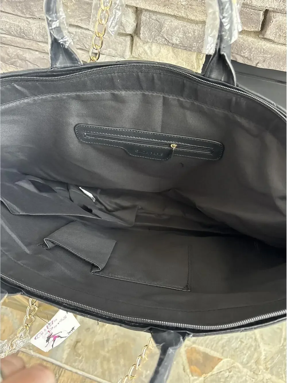 New GG Gilda Paris Quilted Large Black Tote Bag Travel Womens Ladies